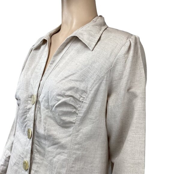Harvé Benard‎ Womens Beige Linen Blend Button-Up Shirt Size Large - Picture 4 of 6